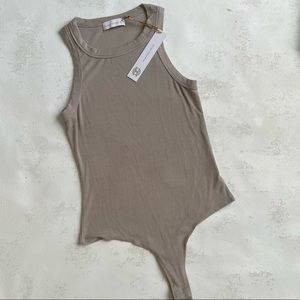 NWT House of Harlow 1960 Ribbed Tan Bodysuit